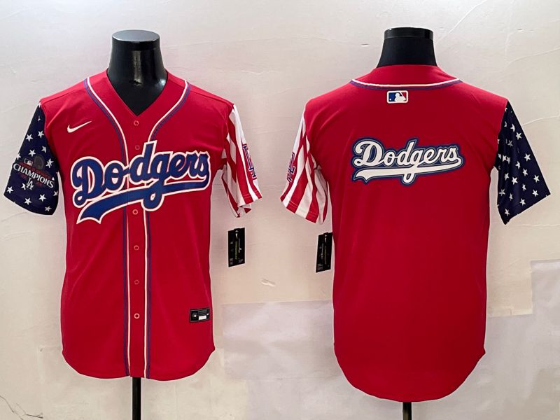 Men Los Angeles Dodgers Blank Red a generation of national flags Joint name 2025 Nike MLB Jersey style 18->los angeles dodgers->MLB Jersey